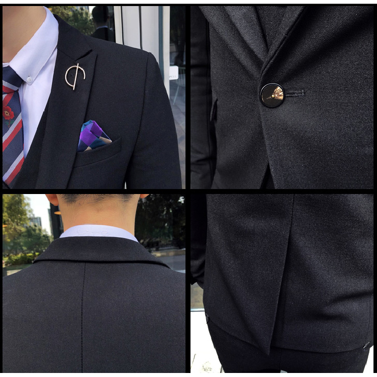 3点メンズスーツセットブラック詳細