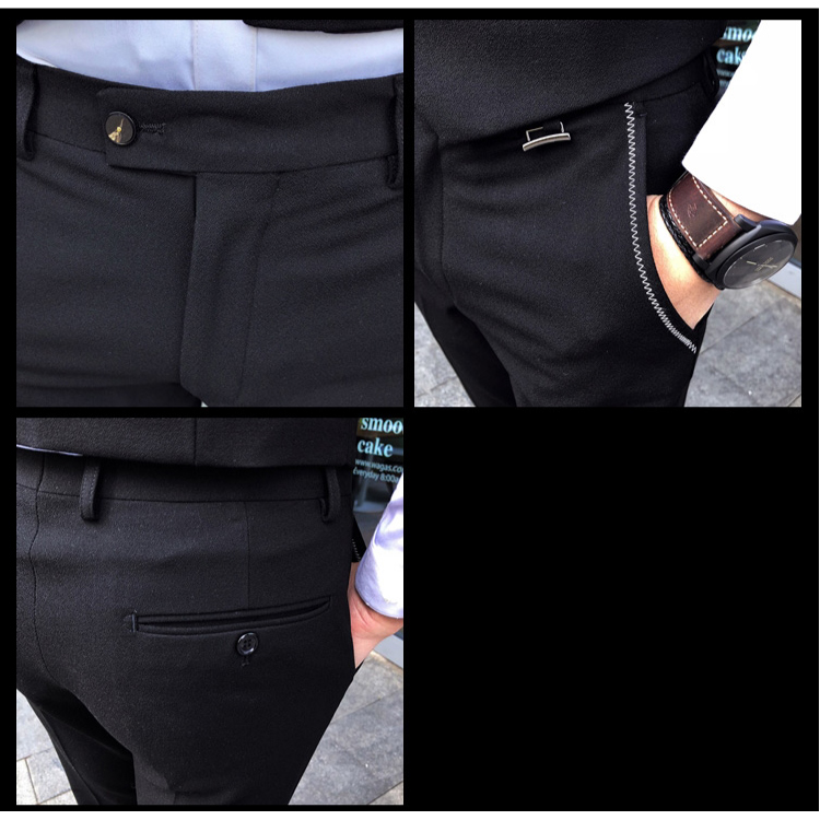 3点メンズスーツセットブラック色詳細