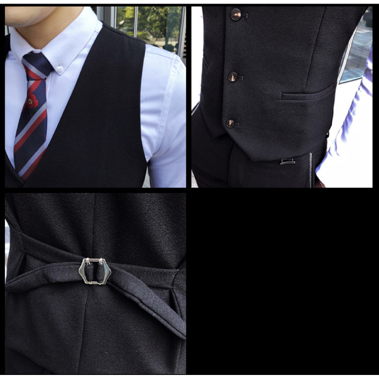 3点メンズスーツセットブラック色詳細