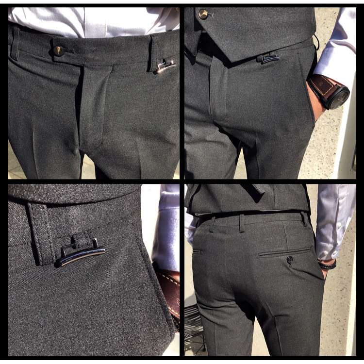 3点メンズスーツセットダークグレー詳細