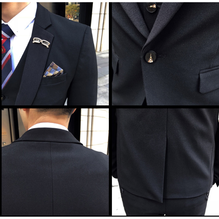 3点メンズスーツセットブラック詳細