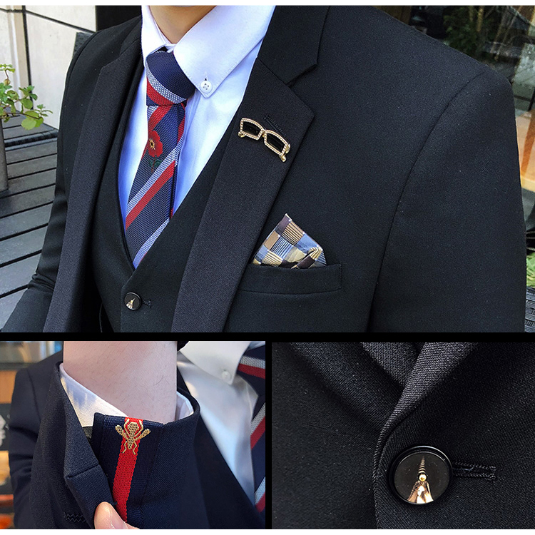 3点メンズスーツセットブラック詳細