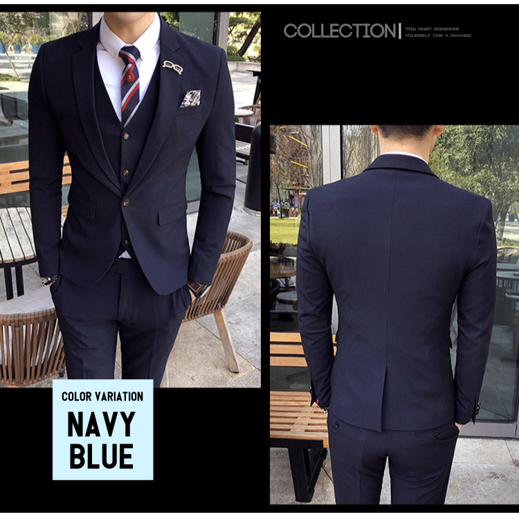 3点メンズスーツセットネイビー