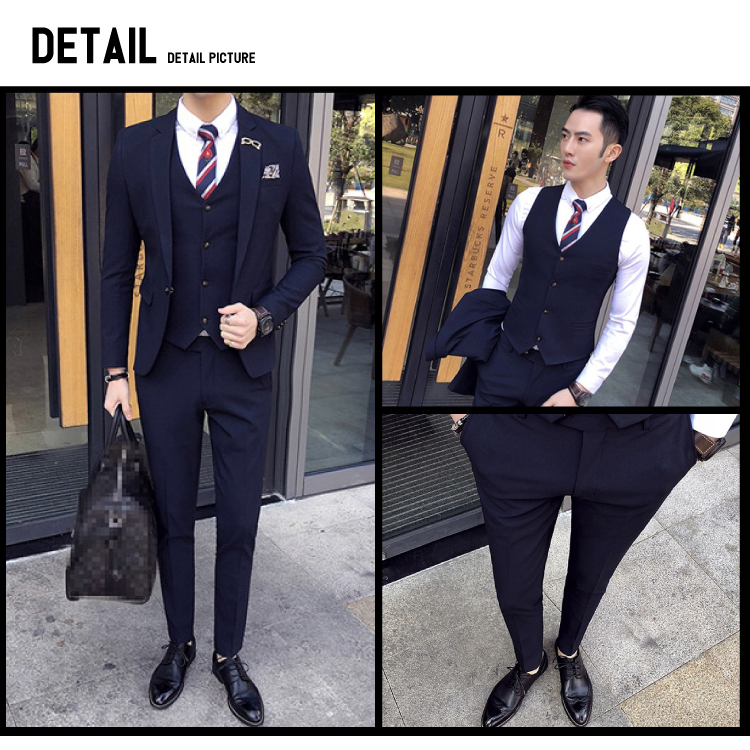 3点メンズスーツセットネイビー