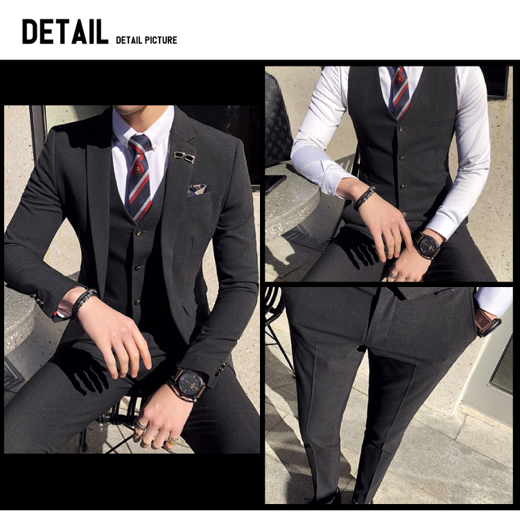 3点メンズスーツセットダークグレー