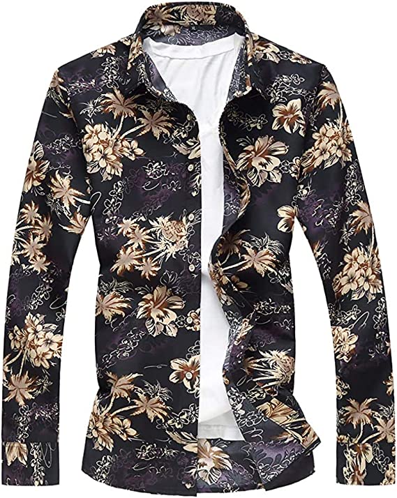 アロハシャツ メンズ シャツ 長袖 花柄 総柄 カジュアル リゾート