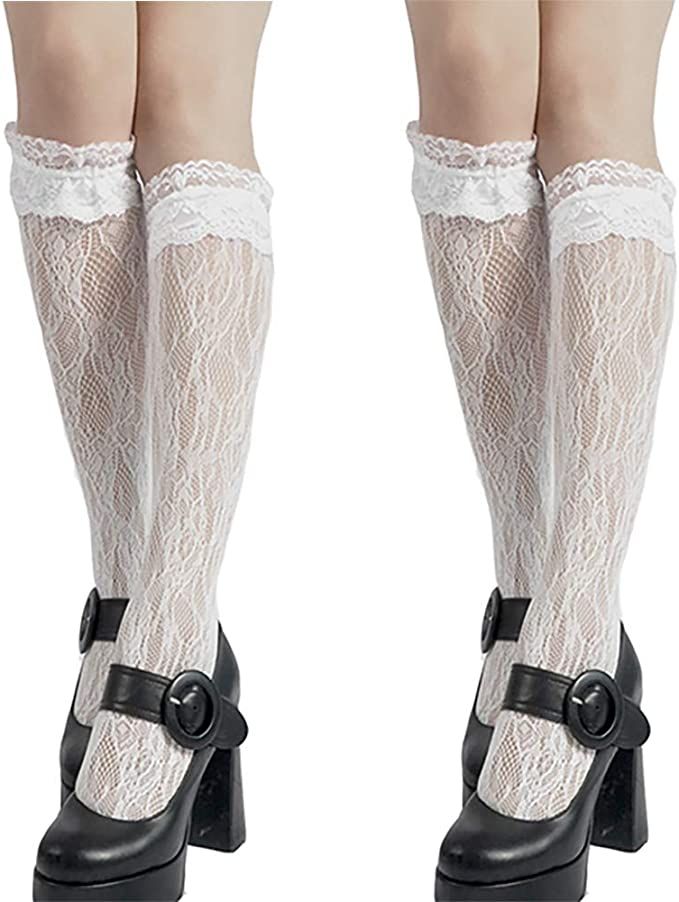 レース ロリータ ハイソックス かわいい lolita 女子 靴下 ゴスロリ レースソックス 透かし ジュニア ショットソックス 可愛