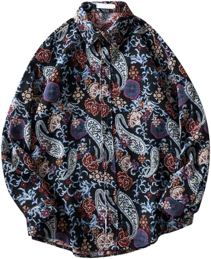 シャツ メンズ 長袖 花柄 和柄 おしゃれ ゆったり アロハ カジュアルシャツ ハワイ風