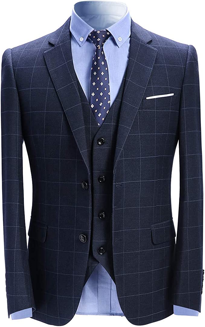 スーツ メンズ スリーピース チェック S-6XL  ビジネス スーツ