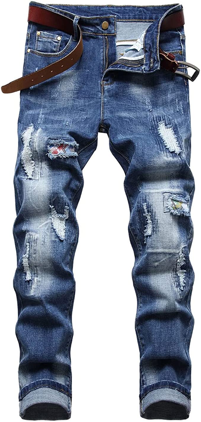 ストレッチデニムパンツ メンズ ジーンズ レトロ ストレート