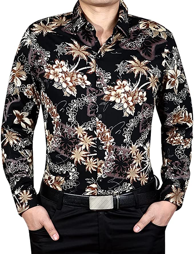 アロハシャツ メンズ シャツ 長袖 花柄 総柄 カジュアル リゾート 大きいサイズ