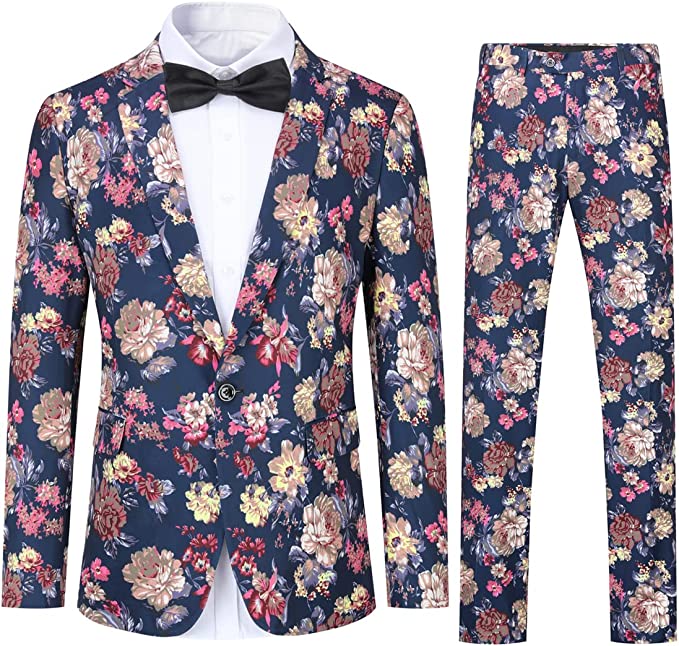 スーツメンズ 上下セット 花柄 フォーマルスーツ ビジネス カジュアル 礼服 結婚式 就職スーツ
