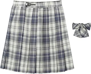 制服 スカート ミニ プリーツスカート チェック柄 コスプレ JK 同柄リボン ハイウェスト 女子高生 遊園地 文化祭 学園祭